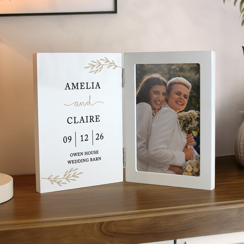 Personalised Anniversary Wooden Hinged 6x4 Photo Frame for Anniversary