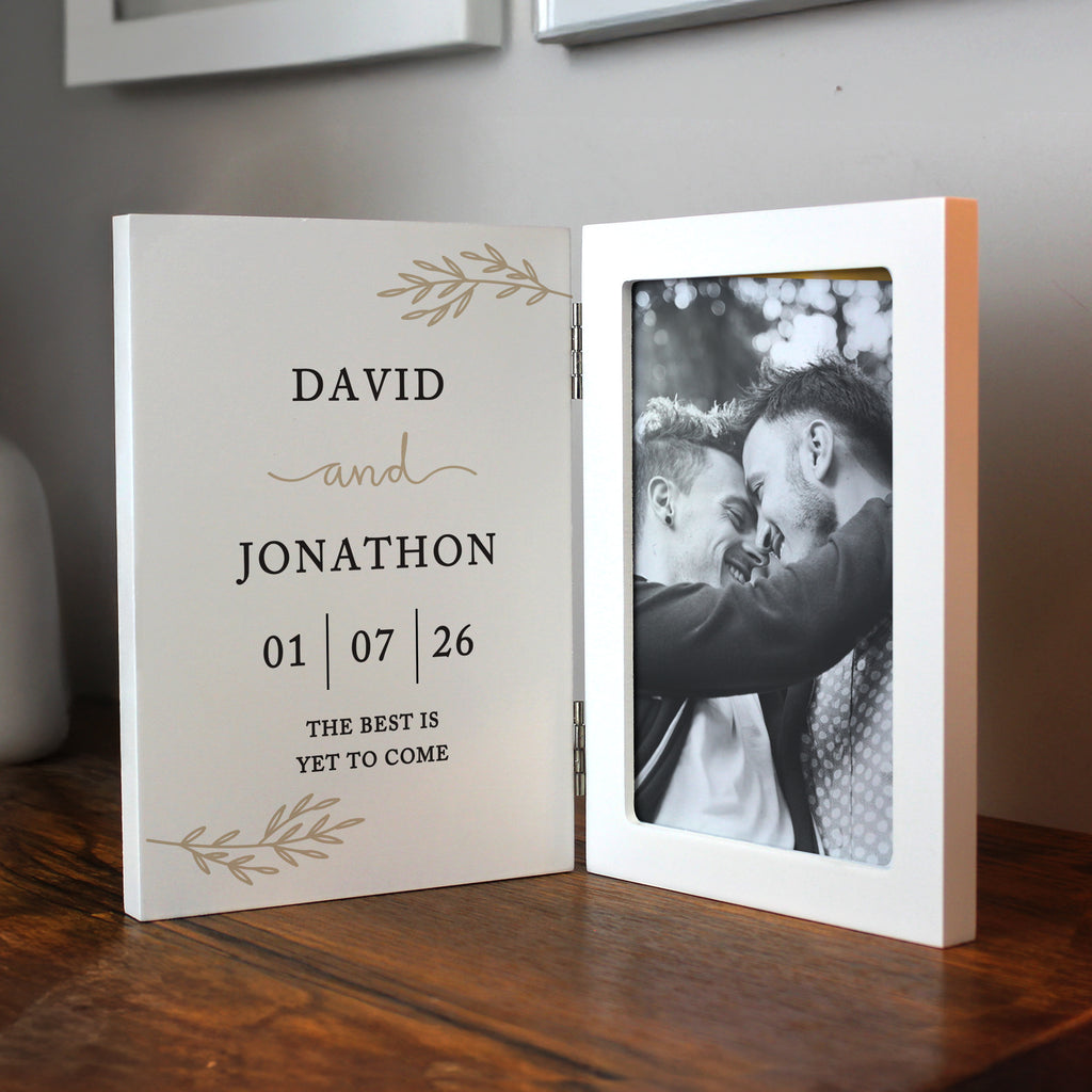 Personalised Anniversary Wooden Hinged 6x4 Photo Frame for Anniversary