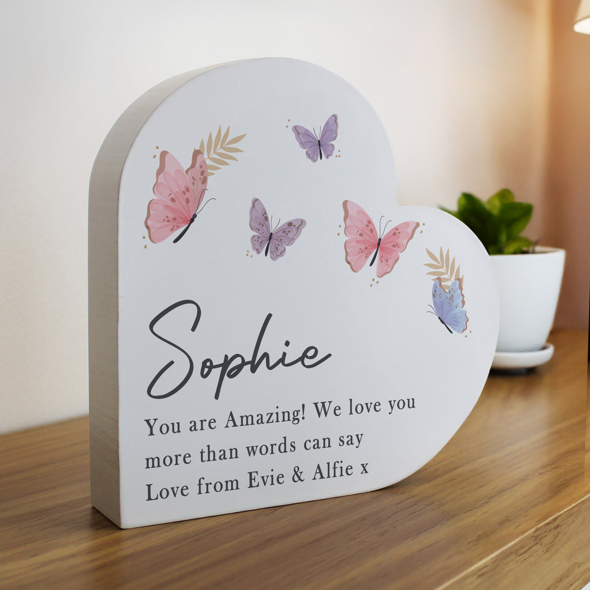 Personalised Butterfly Grey Heart Ornament | Ornaments | Inspired Creative Gifts