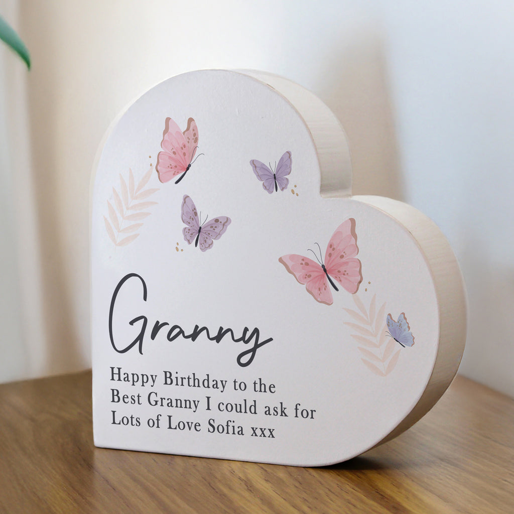 Personalised Butterfly Grey Heart Ornament | Ornaments | Inspired Creative Gifts