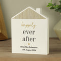 Personalised Black & Gold Free Text Wooden House Ornament for Wedding
