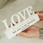 Personalised Black & Gold Free Text LOVE Word Plaque for Wedding