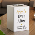 Personalised Black & Gold Free Text White Wooden Tealight | Candles & Reed Diffusers