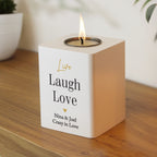 Personalised Black & Gold Free Text White Wooden Tealight | Candles & Reed Diffusers