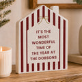 Personalised Candy Cane Stripe Wooden House Ornament