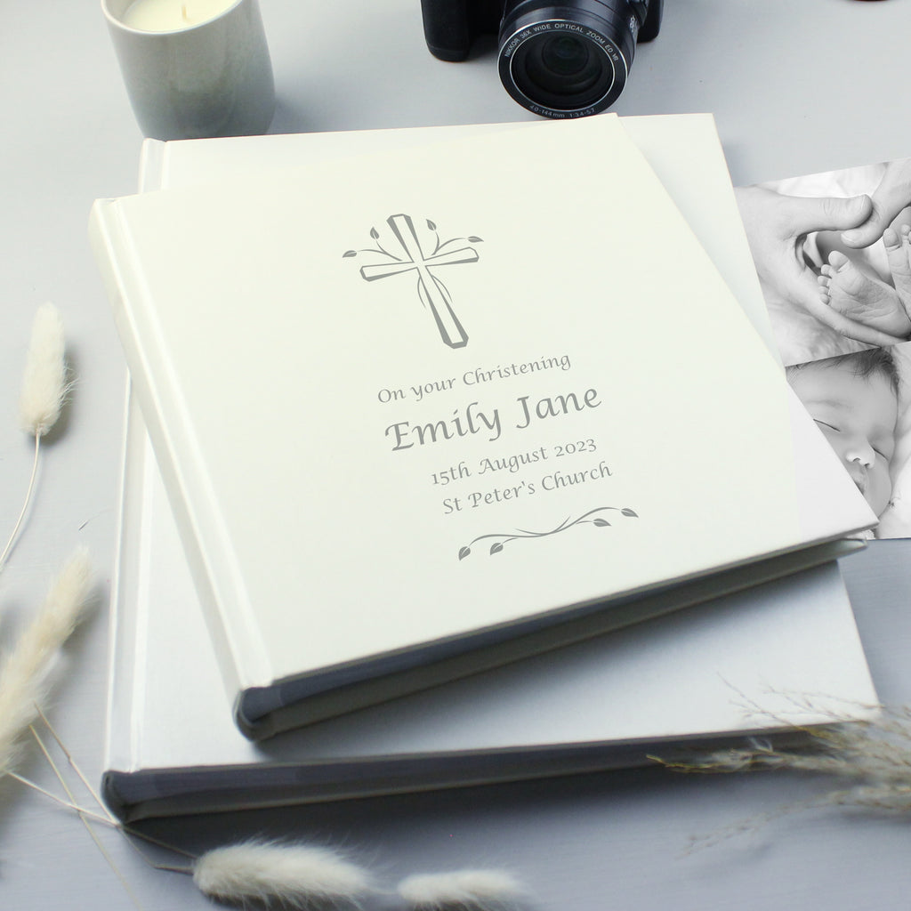 Personalised Silver Cross Square Photo Album | Wedding Gift