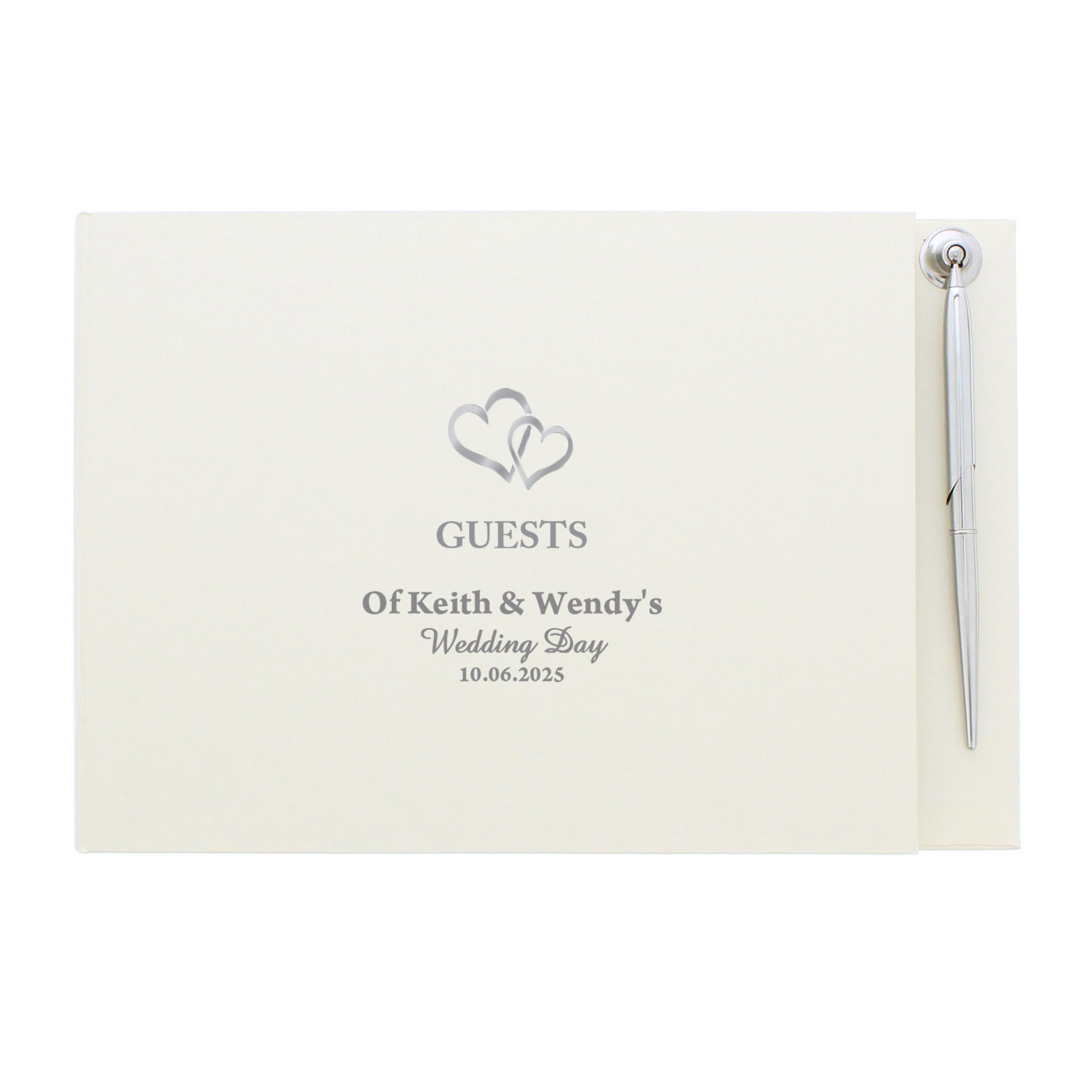 Personalised Hearts Design Hardback Guest Book & Pen - Guest Book - Inspired Creative Gifts