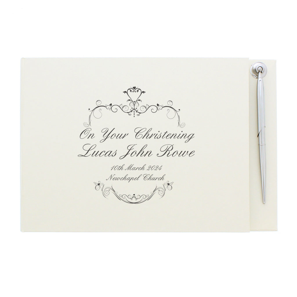 Personalised Ornate Swirl Hardback Guest Book & Pen - Guest Book - Inspired Creative Gifts
