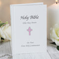 Personalised Pink Cross Bible for Christening