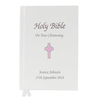 Personalised Pink Cross Bible for Christening