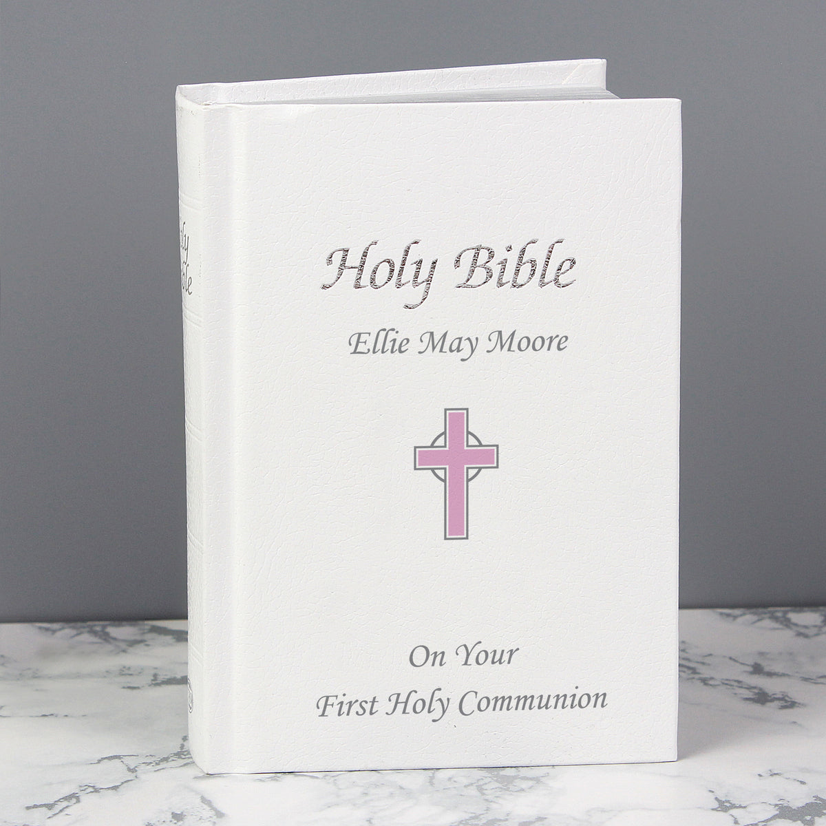Personalised Pink Cross Bible for Christening