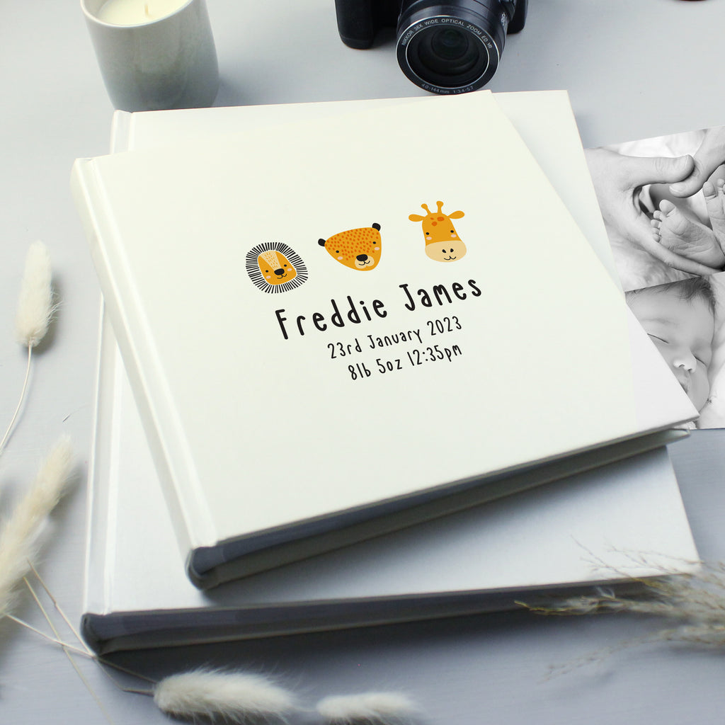 Personalised Scandi Safari Animals Square Photo Album - Photo Album - Inspired Creative Gifts