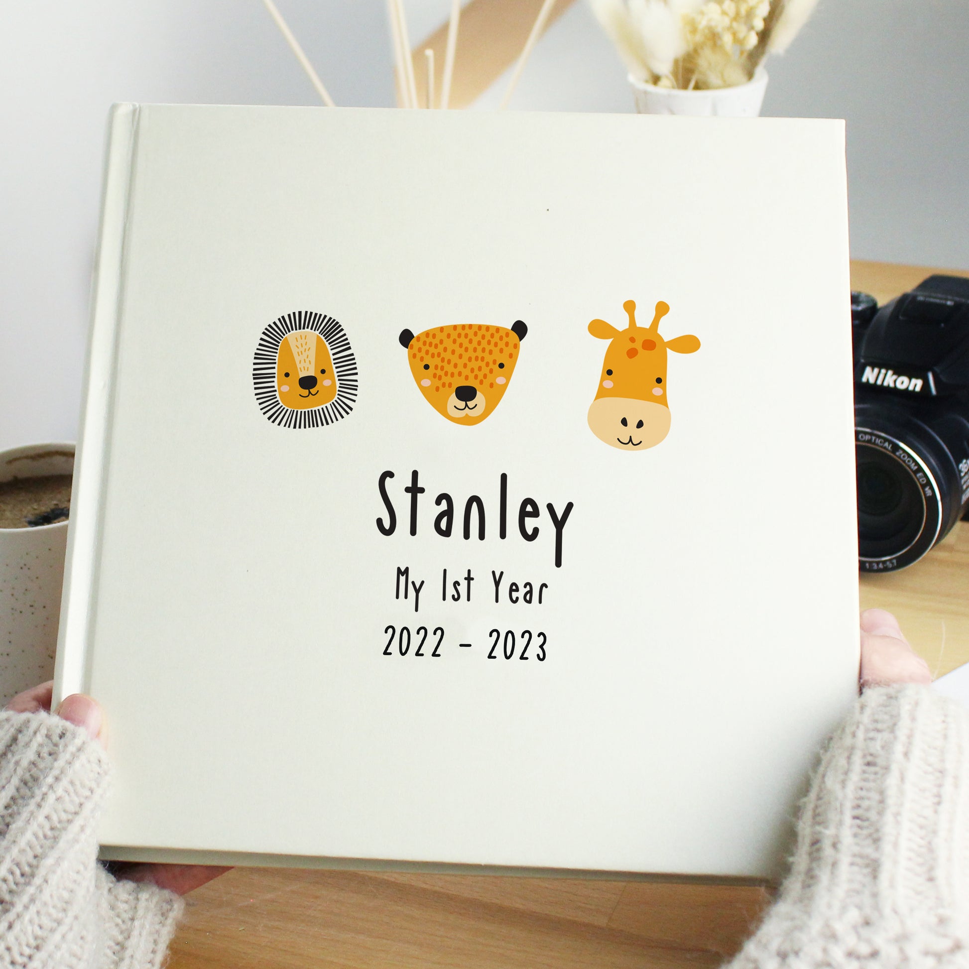 Personalised Scandi Safari Animals Square Photo Album - Photo Album - Inspired Creative Gifts