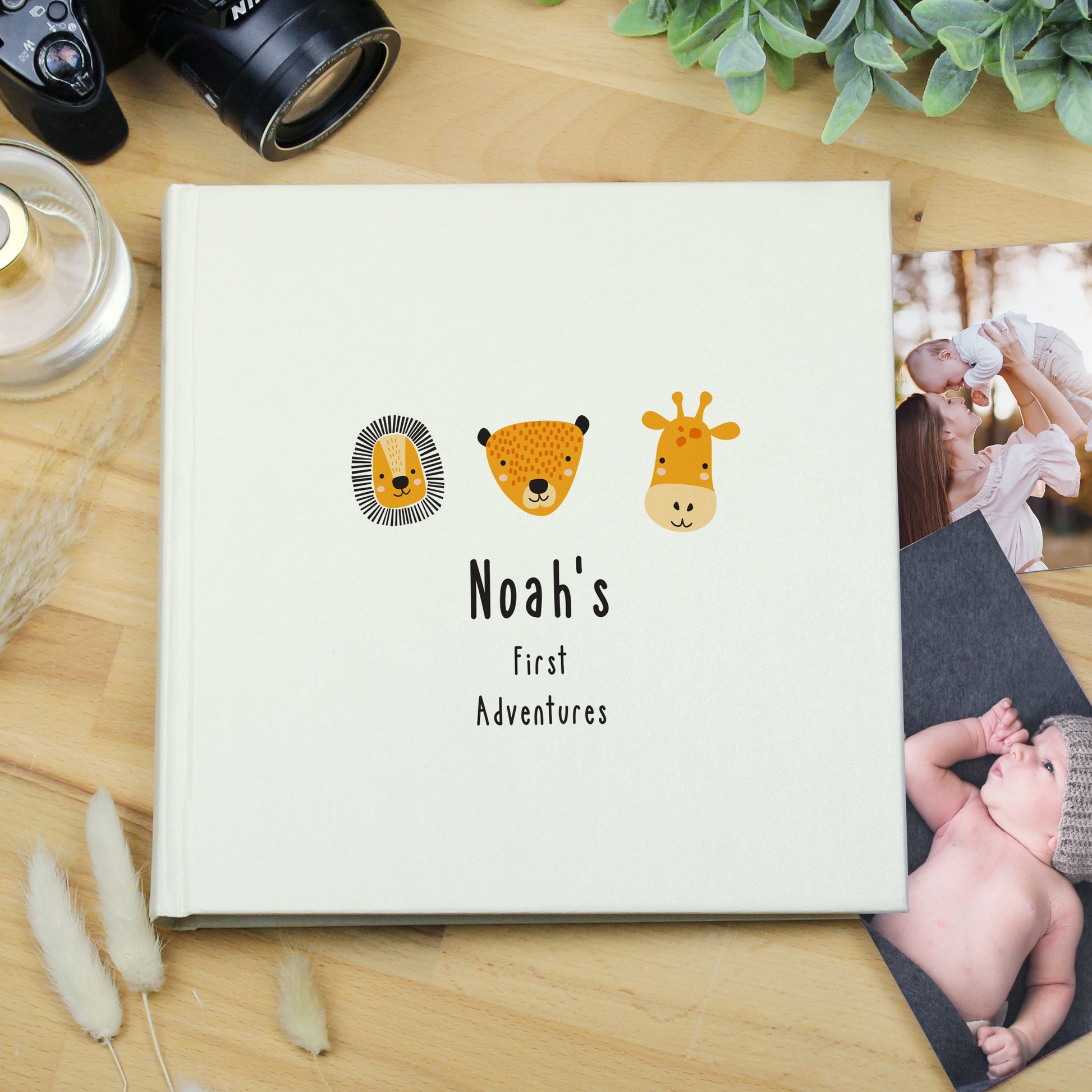 Personalised Scandi Safari Animals Square Photo Album - Photo Album - Inspired Creative Gifts