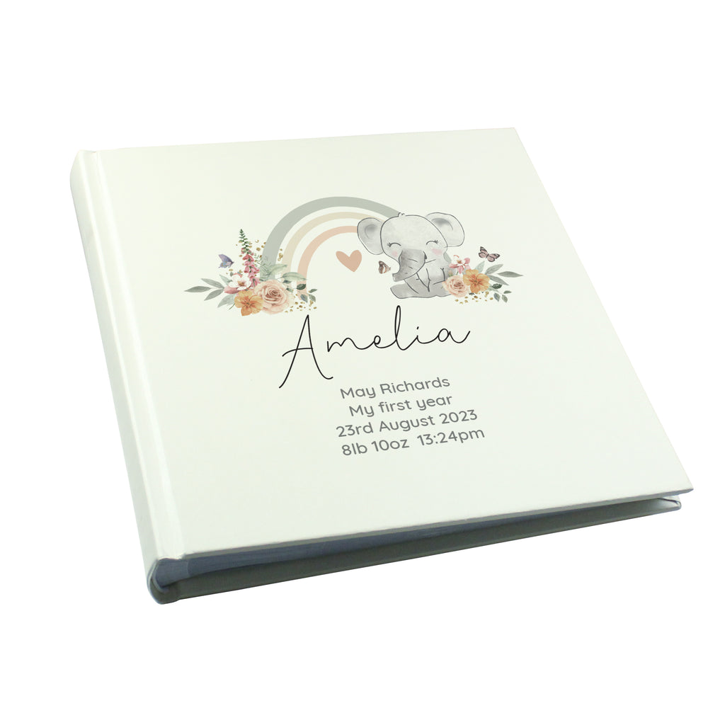 Personalised Floral Elephant Square Photo Album - Photo Album - Inspired Creative Gifts