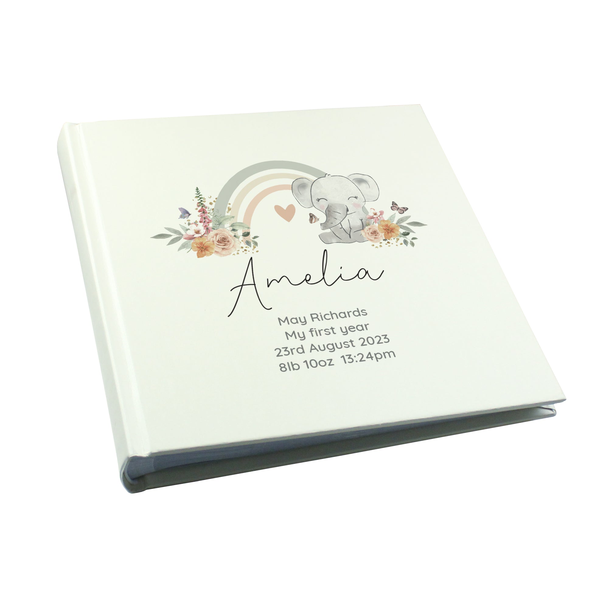 Personalised Floral Elephant Square Photo Album - Photo Album - Inspired Creative Gifts