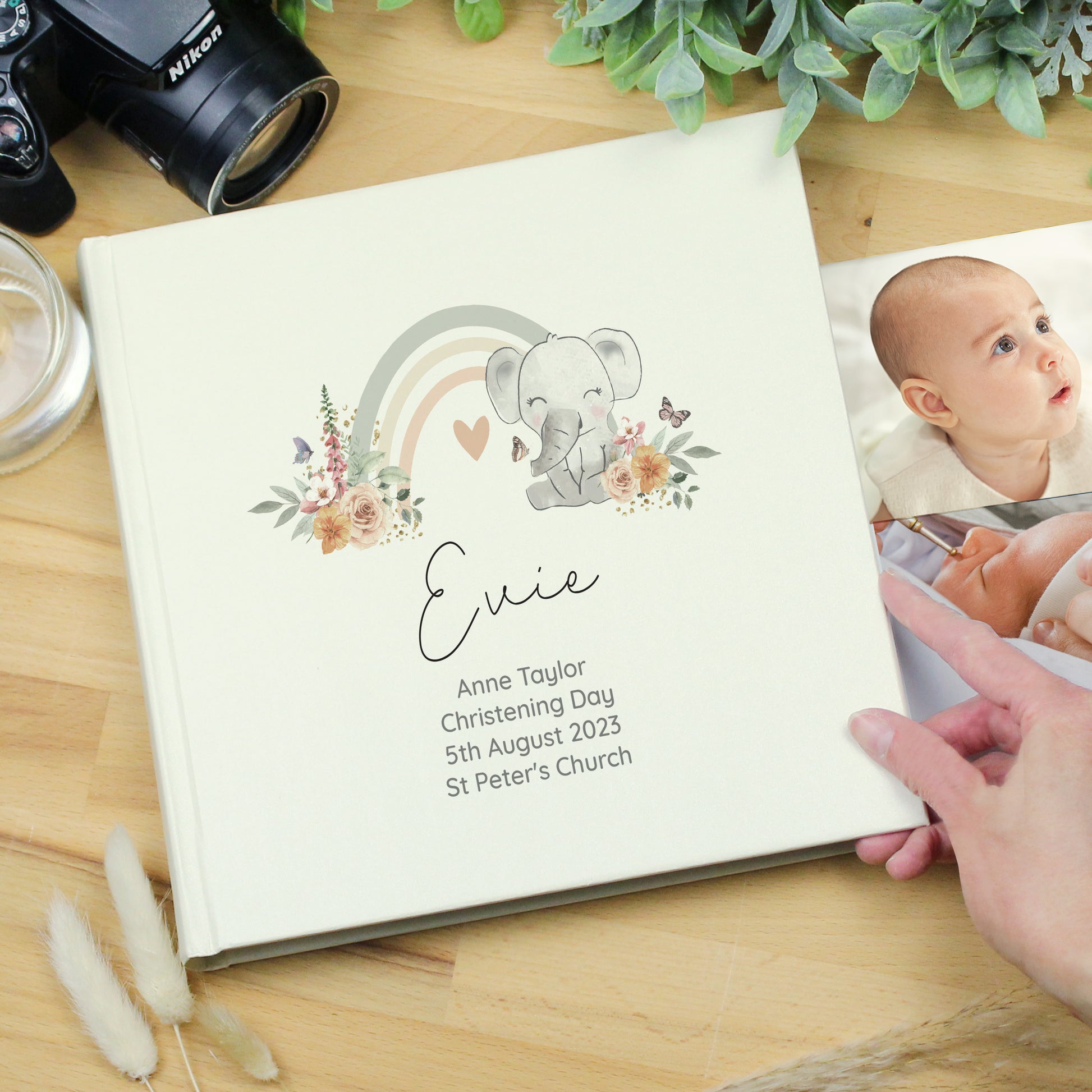 Personalised Floral Elephant Square Photo Album - Photo Album - Inspired Creative Gifts