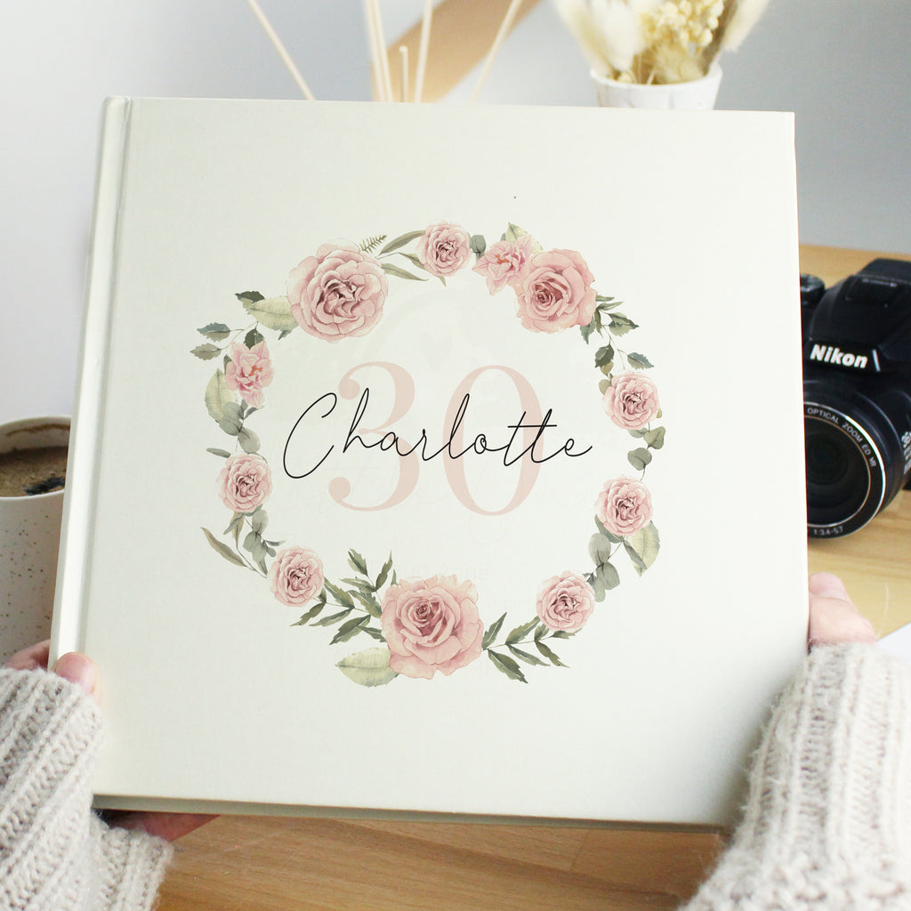 Personalised Floral Wreath Square Photo Album - Photo Album - Inspired Creative Gifts