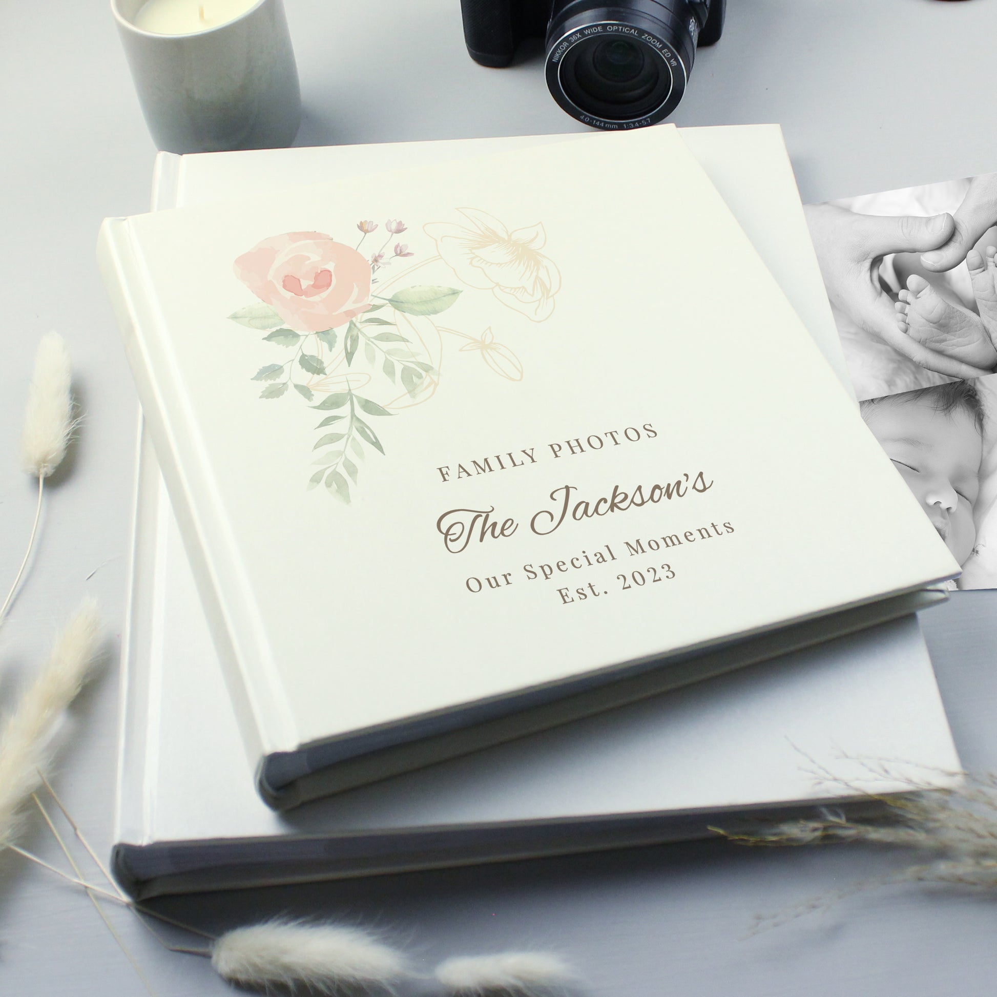 Personalised Floral Square Photo Album - Photo Album - Inspired Creative Gifts