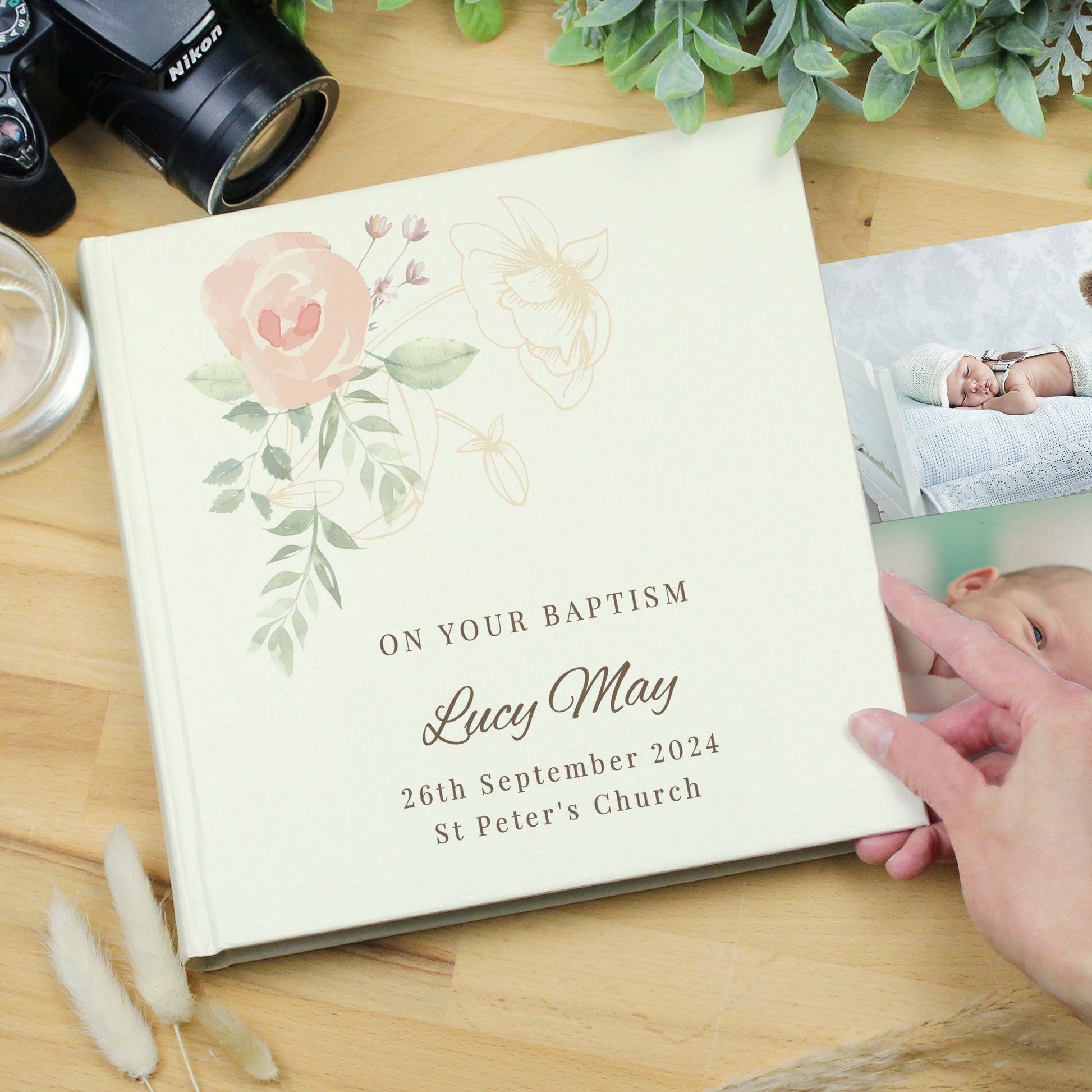 Personalised Floral Square Photo Album - Photo Album - Inspired Creative Gifts
