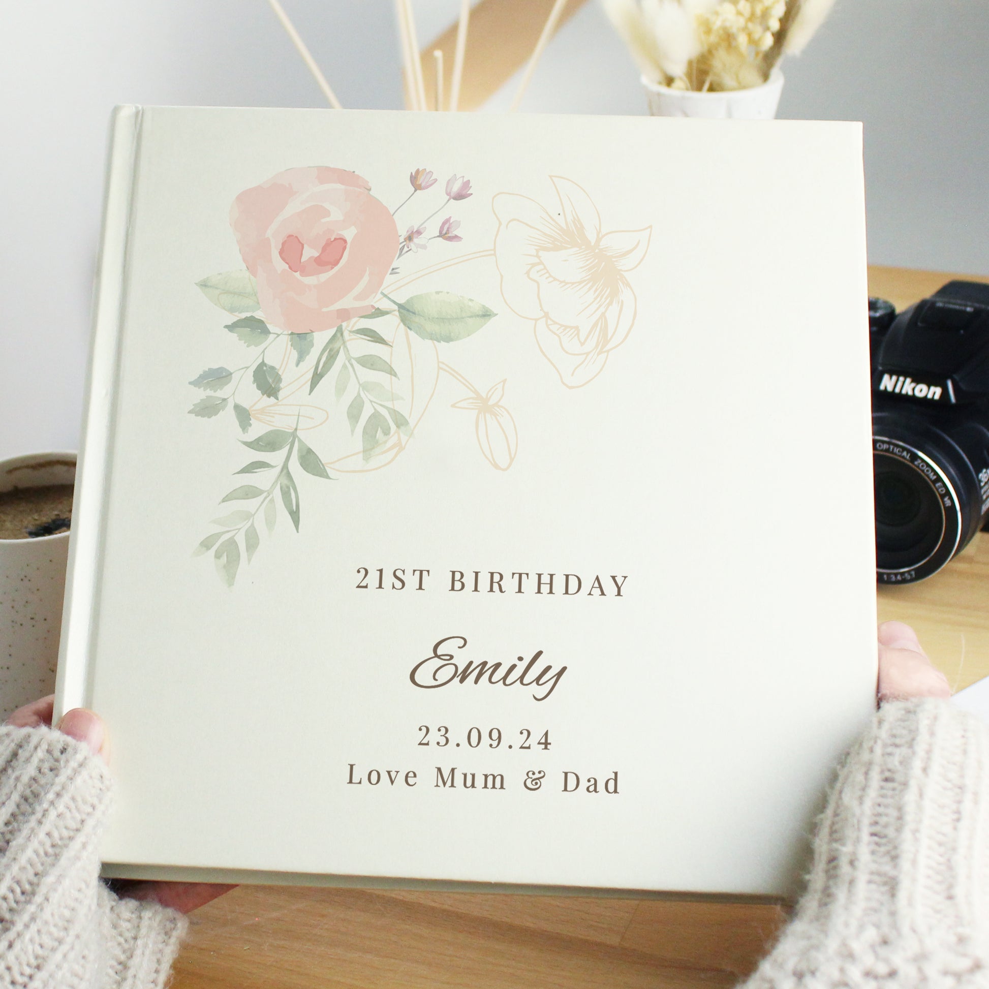 Personalised Floral Square Photo Album - Photo Album - Inspired Creative Gifts