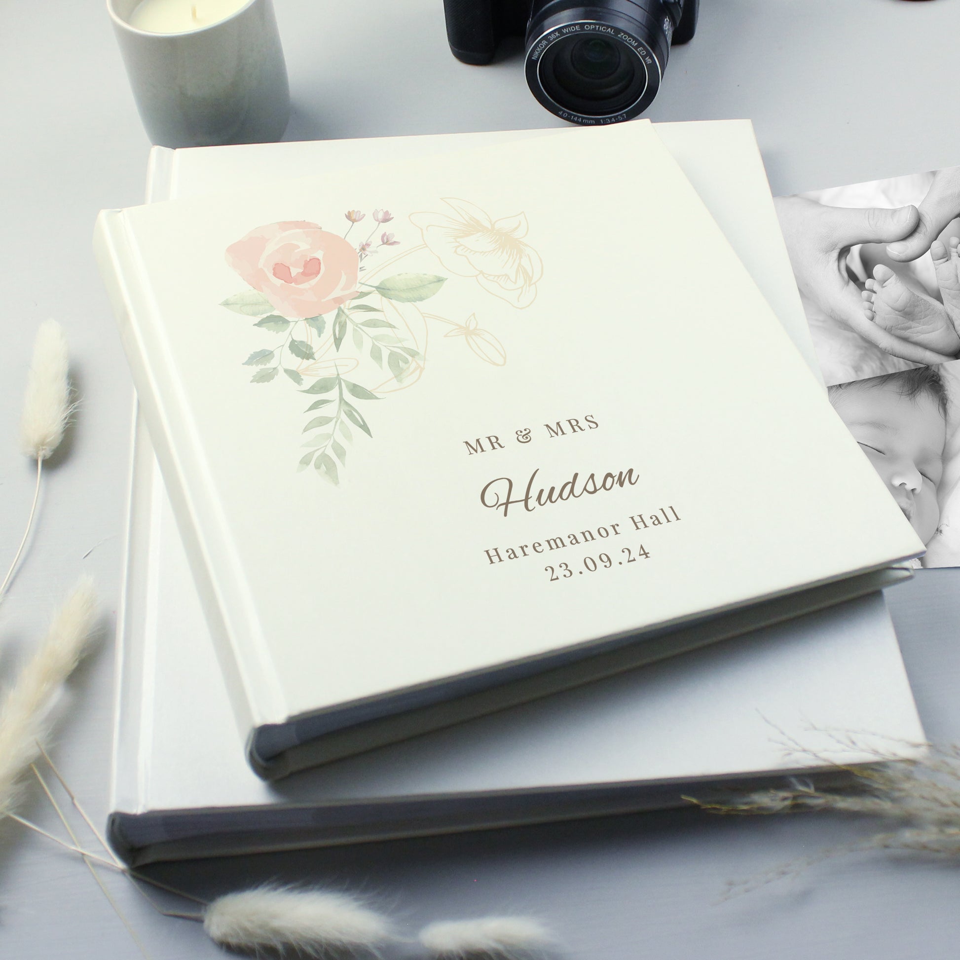 Personalised Floral Square Photo Album - Photo Album - Inspired Creative Gifts