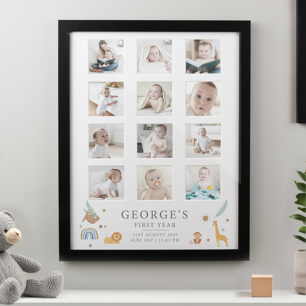 Personalised Animals Black Multi Photo Frame | Poster Frames