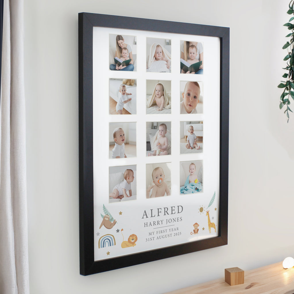 Personalised Animals Black Multi Photo Frame | Poster Frames