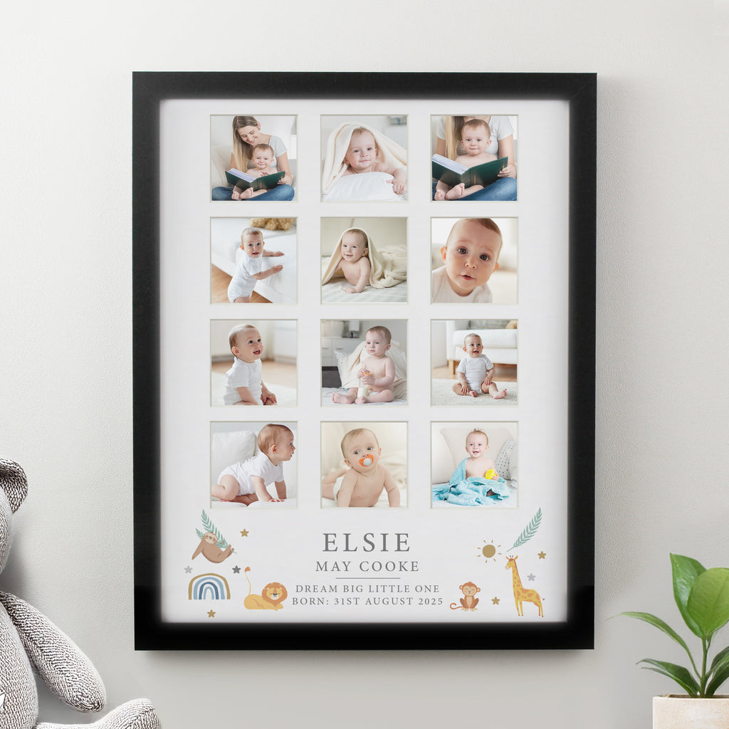 Personalised Animals Black Multi Photo Frame | Poster Frames