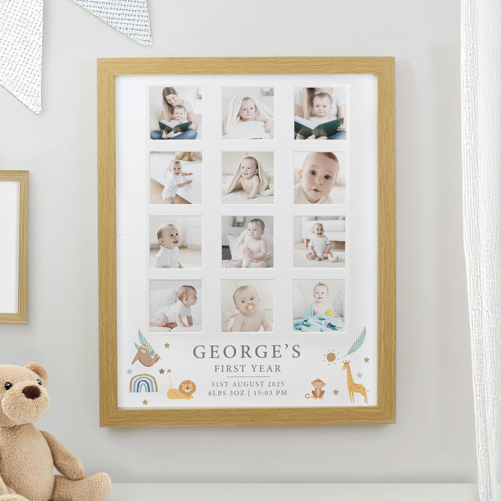 Personalised Animals Oak Multi Photo Frame | Poster Frames