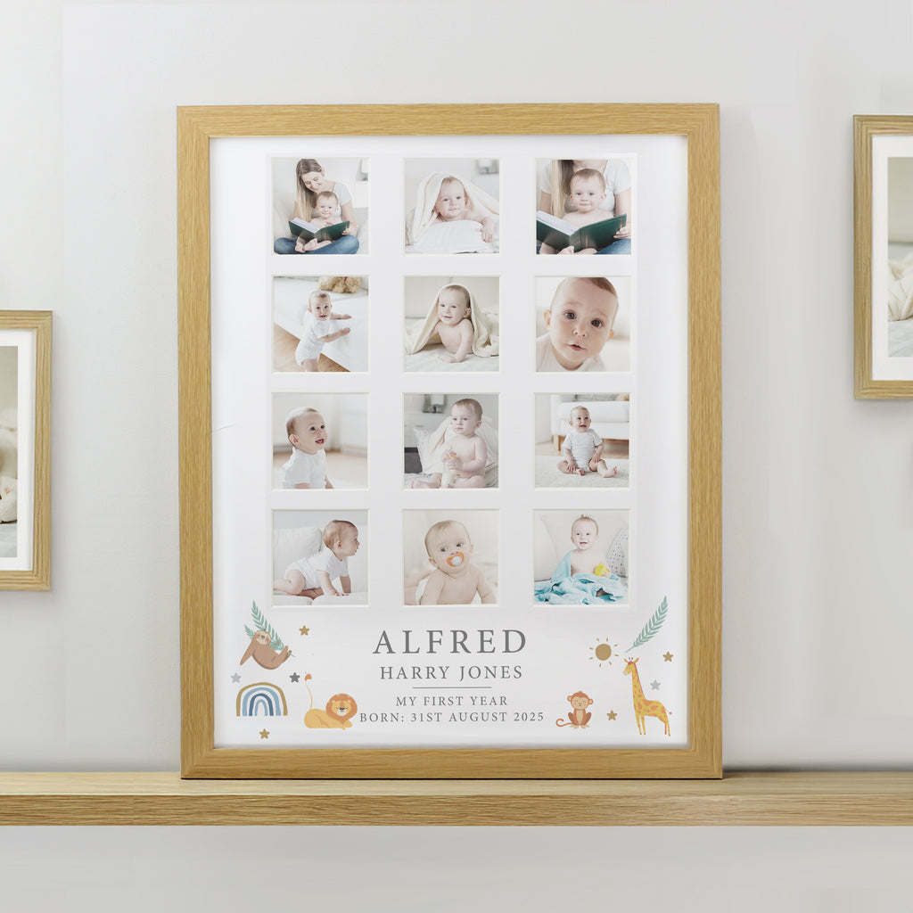 Personalised Animals Oak Multi Photo Frame | Poster Frames