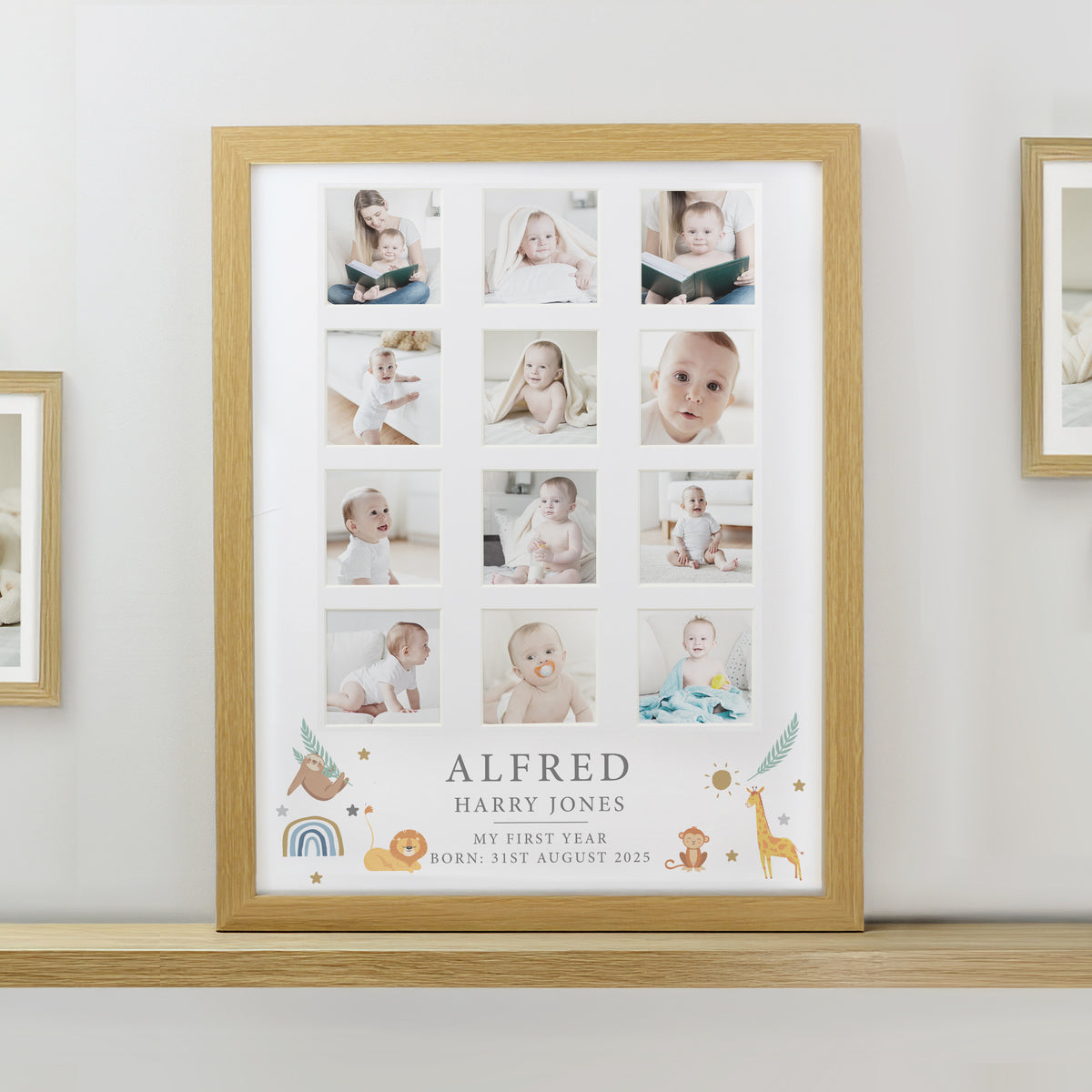 Personalised Animals Oak Multi Photo Frame | Poster Frames