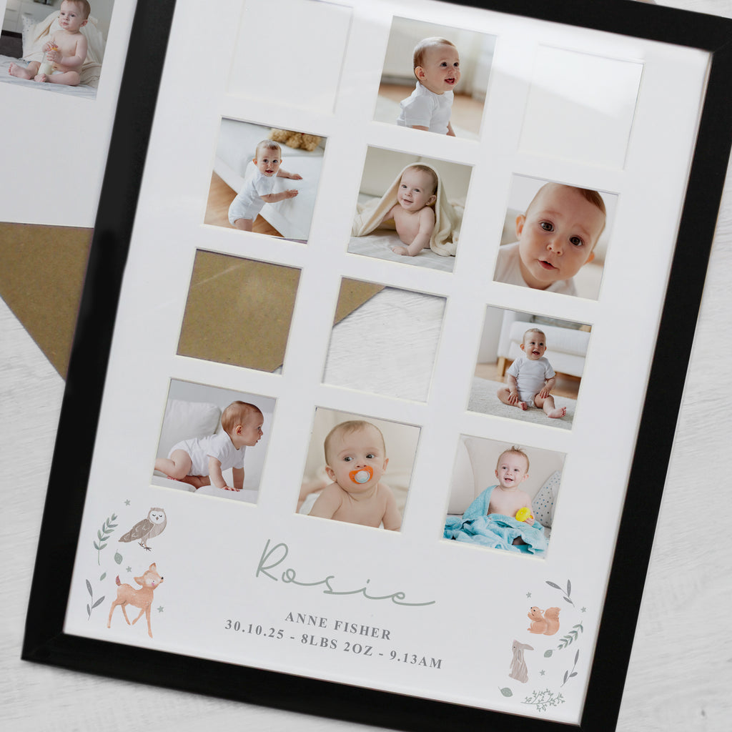 Personalised Woodland Animal Black Multi Photo Frame - Picture Frame - Inspired Creative Gifts