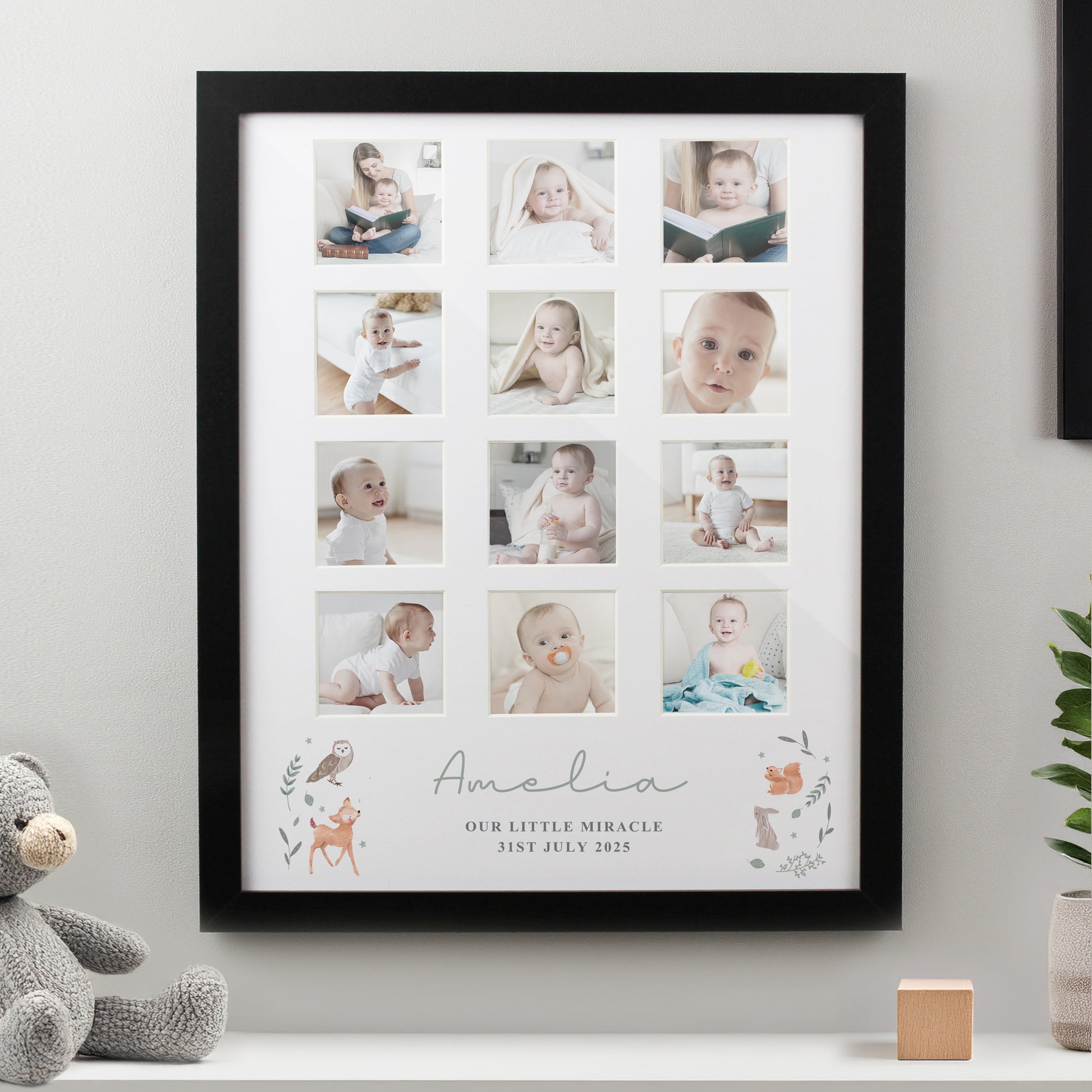 Personalised Woodland Animal Black Multi Photo Frame - Picture Frame - Inspired Creative Gifts