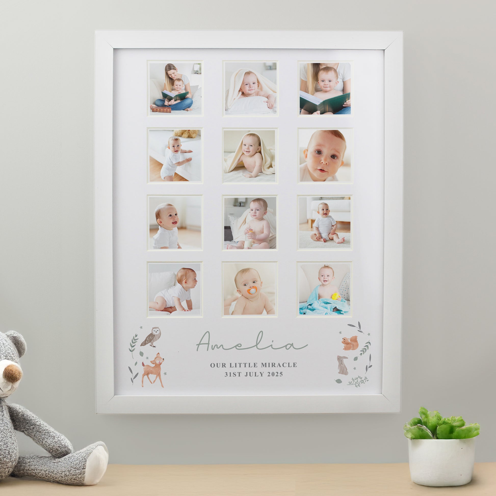 Personalised Woodland Animal White Multi Photo Frame - Picture Frame - Inspired Creative Gifts