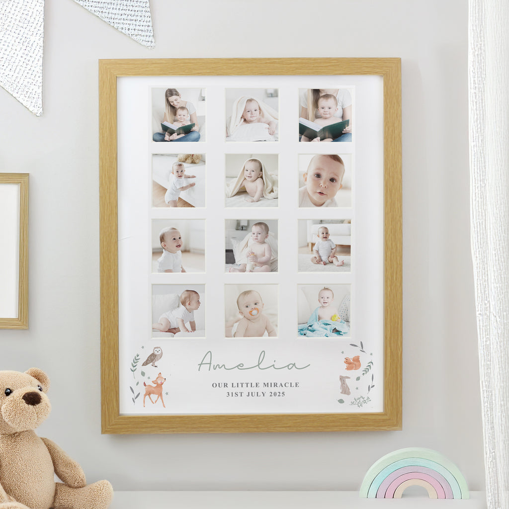 Personalised Woodland Animal Oak Multi Photo Frame - Picture Frame - Inspired Creative Gifts