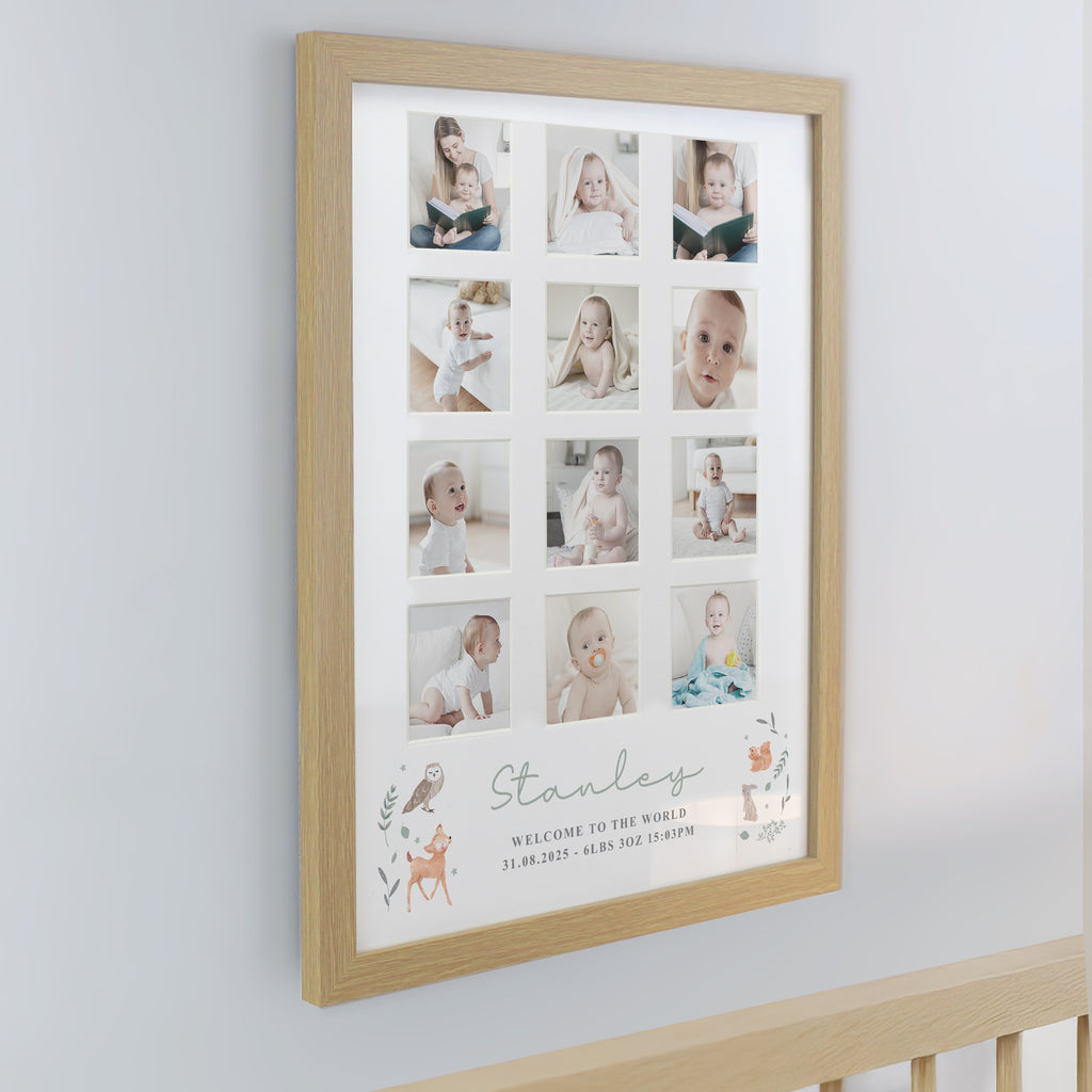 Personalised Woodland Animal Oak Multi Photo Frame - Picture Frame - Inspired Creative Gifts