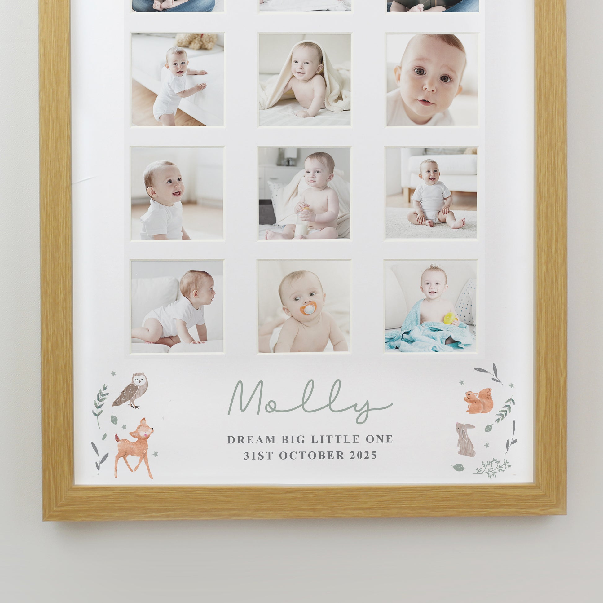 Personalised Woodland Animal Oak Multi Photo Frame - Picture Frame - Inspired Creative Gifts