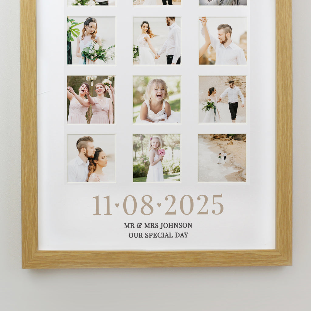 Personalised Special Date Oak Multi Photo Frame | Wedding Gift