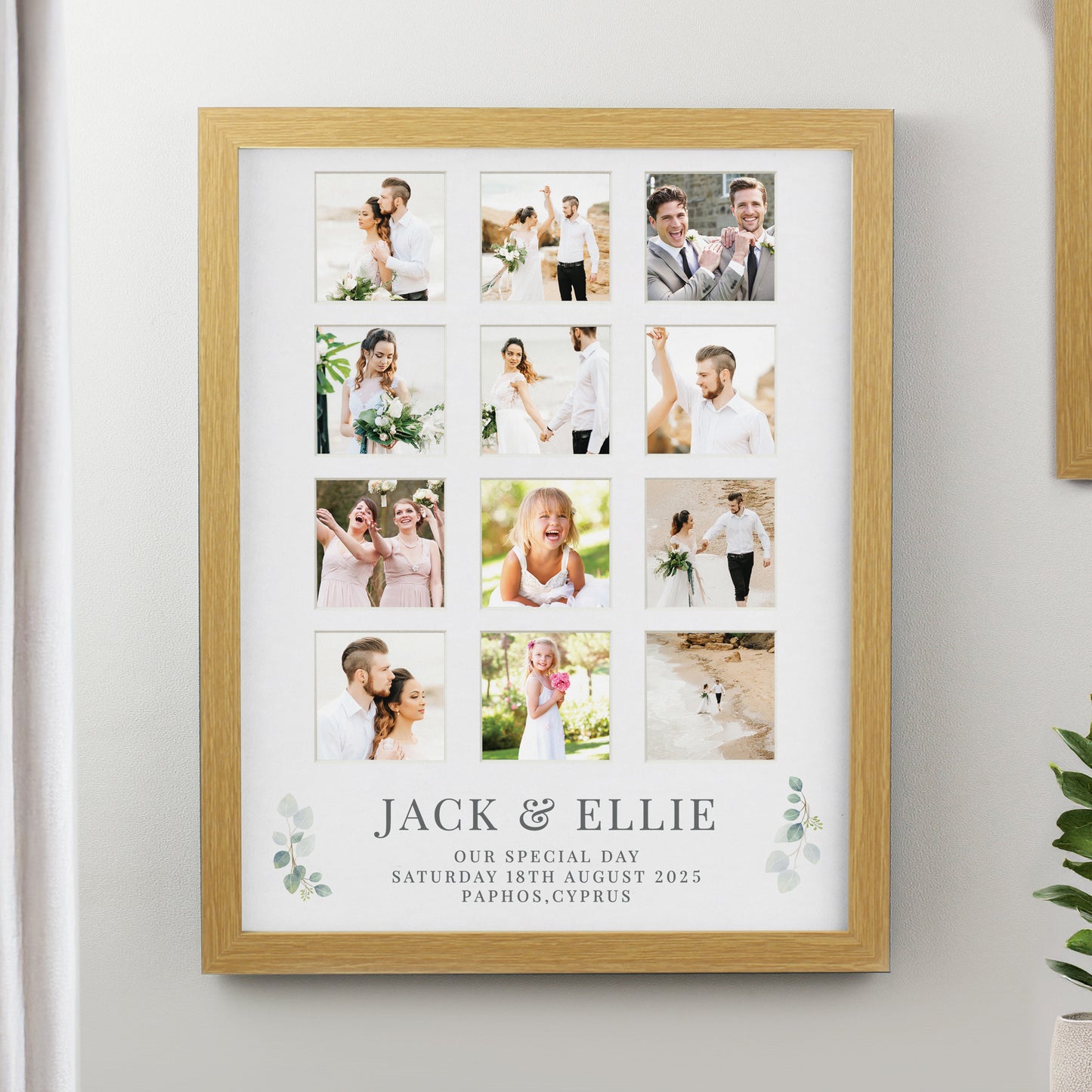 Personalised Wedding Oak Multi Photo Frame - Inspired Creative Gifts