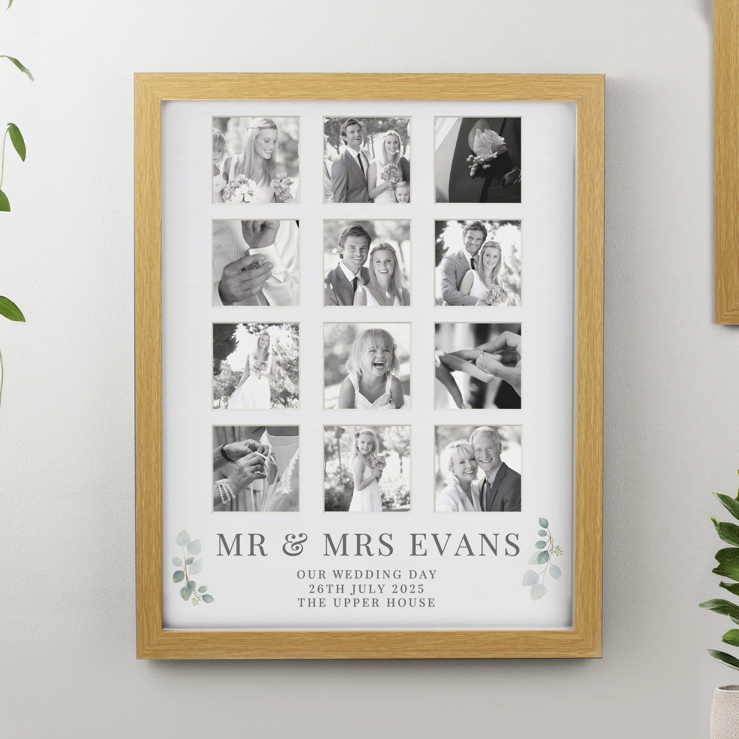 Personalised Wedding Oak Multi Photo Frame - Inspired Creative Gifts