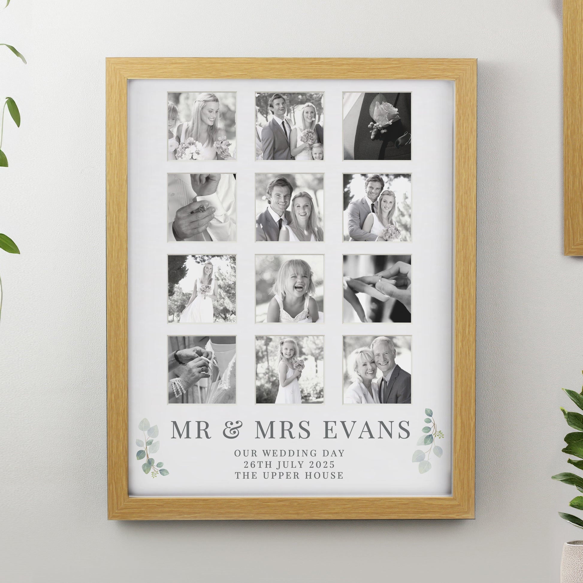Personalised Wedding Oak Multi Photo Frame - Inspired Creative Gifts