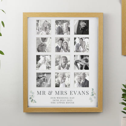 Personalised Wedding Oak Multi Photo Frame - Inspired Creative Gifts