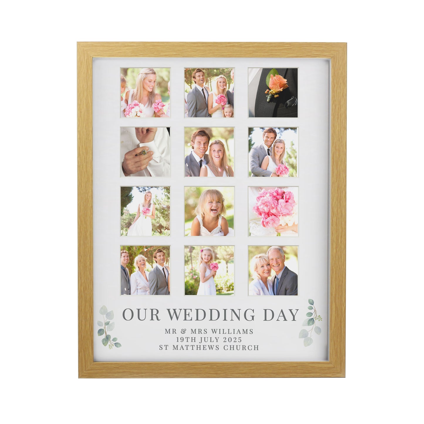 Personalised Wedding Oak Multi Photo Frame - Inspired Creative Gifts