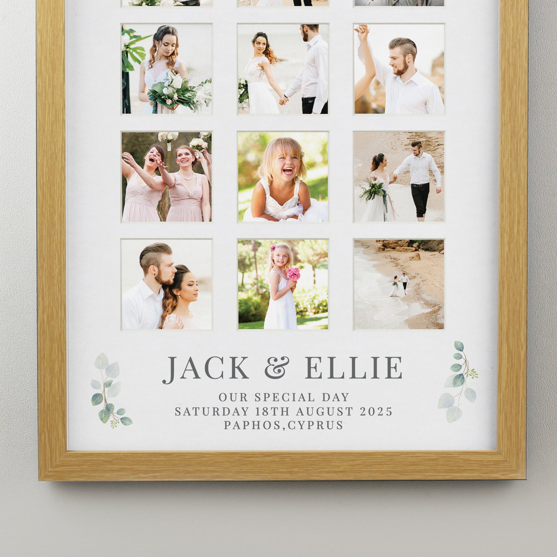 Personalised Wedding Oak Multi Photo Frame - Inspired Creative Gifts