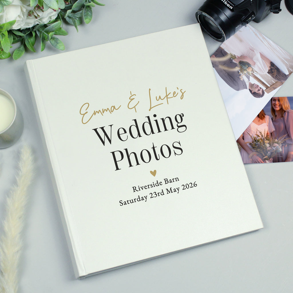 Personalised Black & Gold Free Text Traditional Album for Wedding