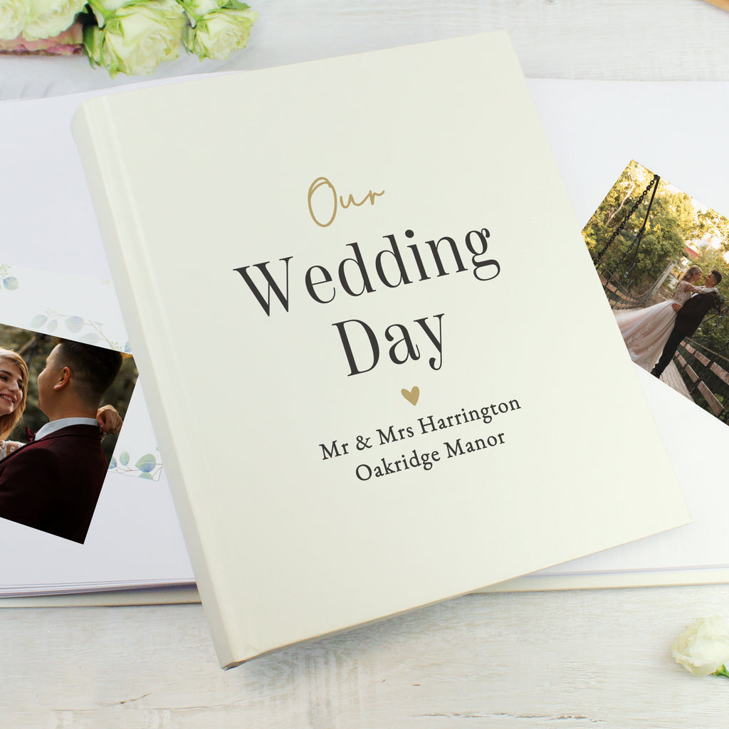 Personalised Black & Gold Free Text Traditional Album for Wedding