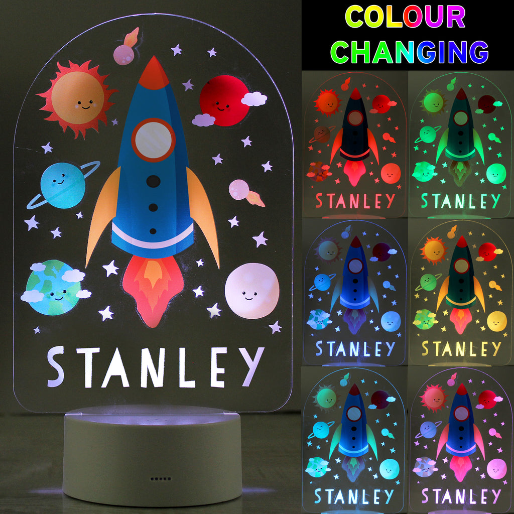 Personalised Space Rocket LED Colour Changing Night Light | LED Lights, Candles & Decorations | Inspired Creative Gifts