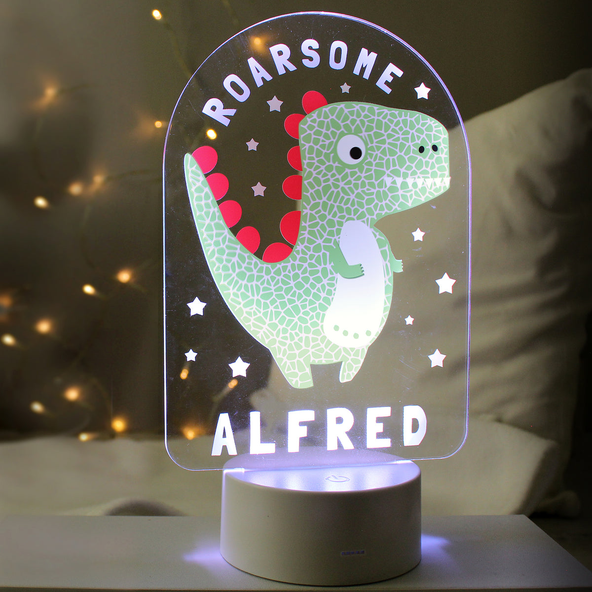Personalised Roarsome Dinosaur LED Colour Changing Night Light | LED Lights, Candles & Decorations