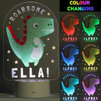 Personalised Roarsome Dinosaur LED Colour Changing Night Light | LED Lights, Candles & Decorations
